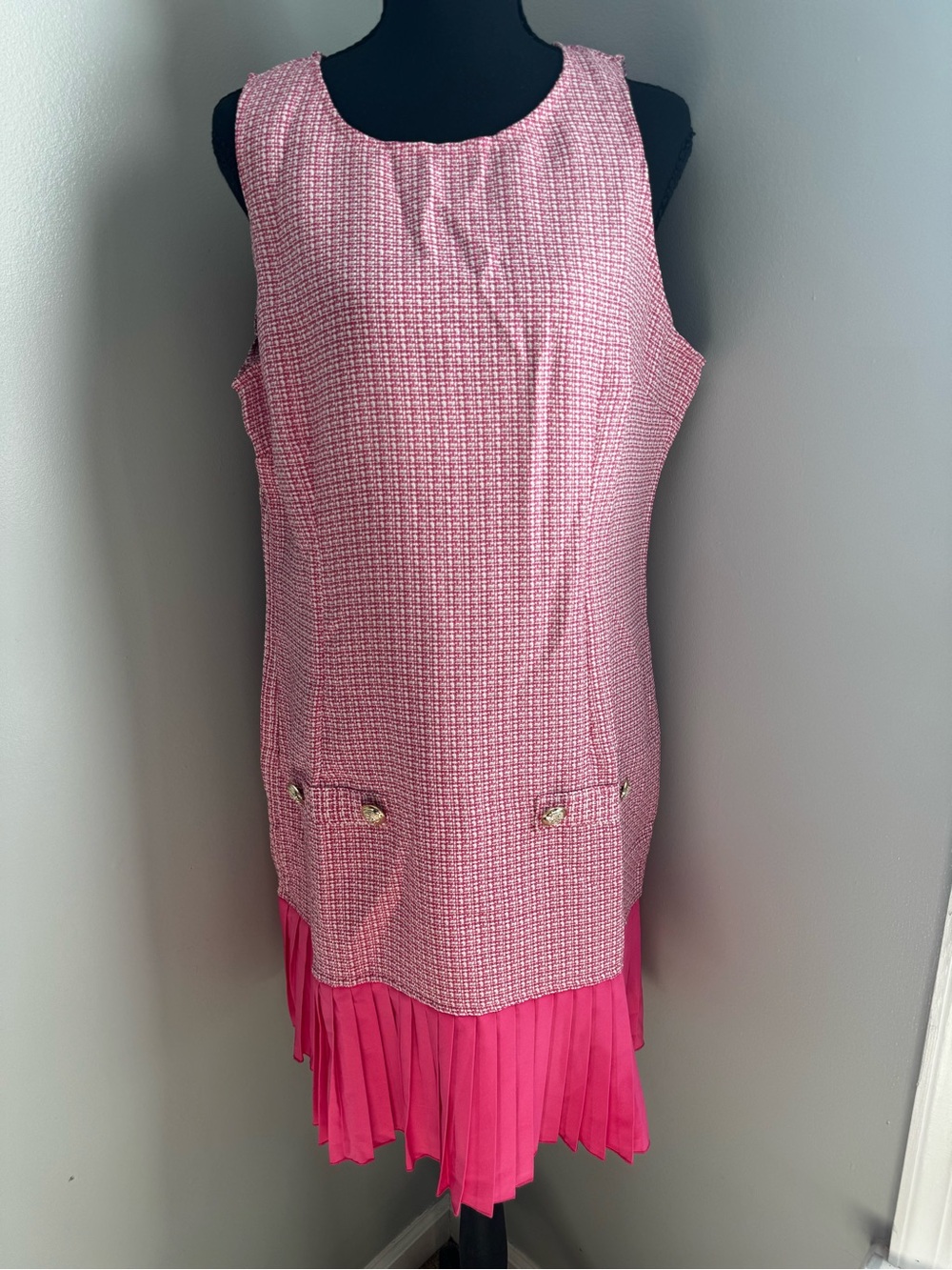 SHEIN Pink Sleeveless Shift Midi Dress